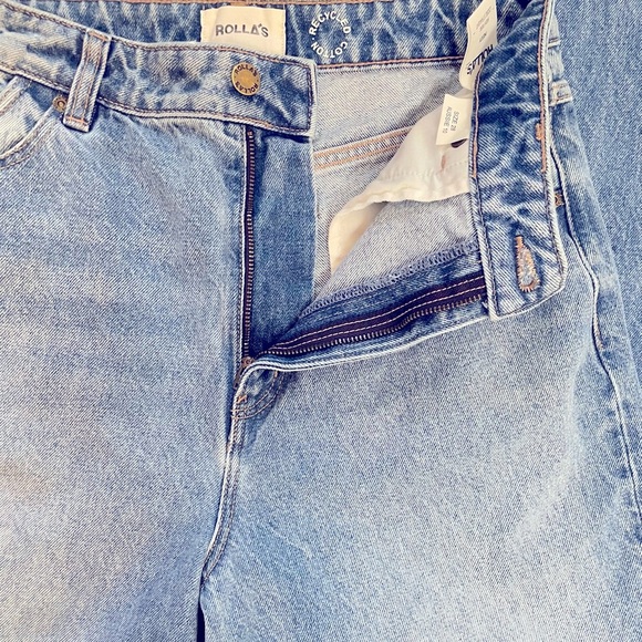 ROLLA'S Heidi High Rise Loose Straight Wide Leg Worn Wash Distressed Knee Sz 28 - Picture 8 of 13